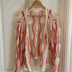 Tribal Colorful Crochet Open Cardigan